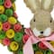 16" Floral Wreath with Bunny Head Center